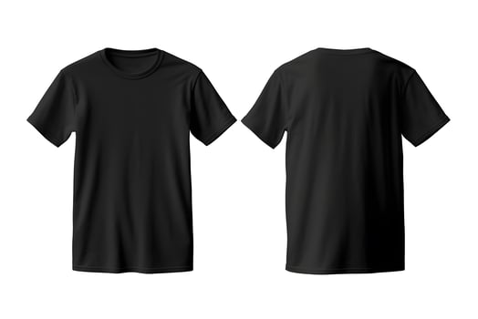 Plain black t-shirt front and back for mockup photo
