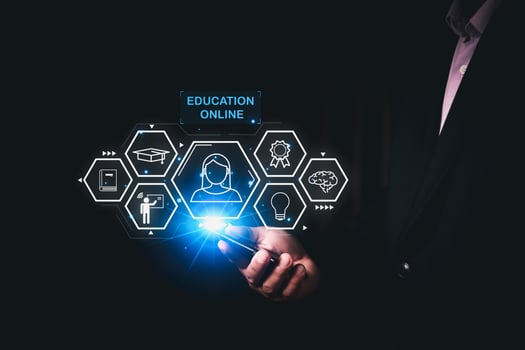 E-learning Education Internet Technology Webinar Online Courses concept. photo