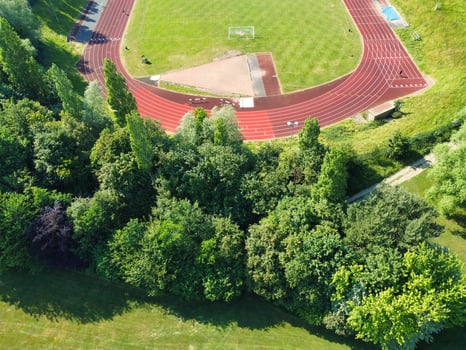 Aerial View of Luton Town of England UK at over the Wardown Public Park, The Drone's Camera Footage Was Captured on June 13th, 2023 photo