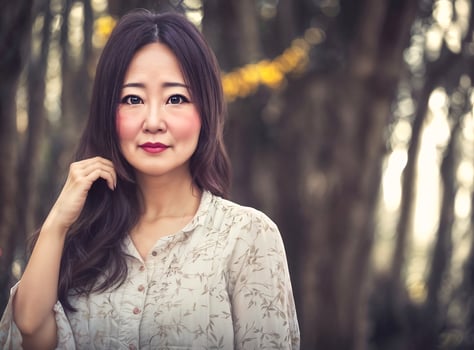 portrait photo of happy beautiful old woman lady in city,