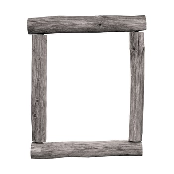 Old wooden frame isolated on a white background. Stock photo