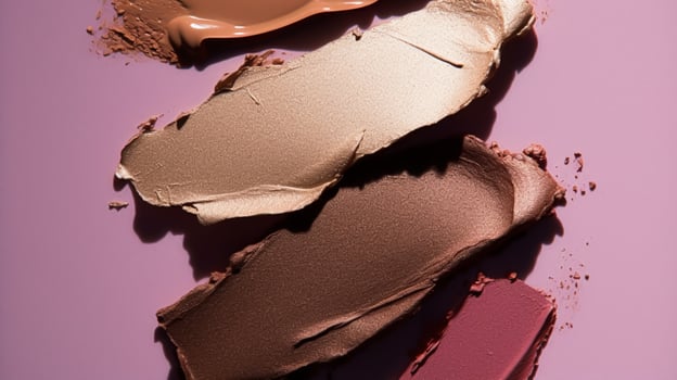 Beauty make-up product smudge, smear or sample texture as abstract makeup cosmetics background, crushed cosmetic products, photo