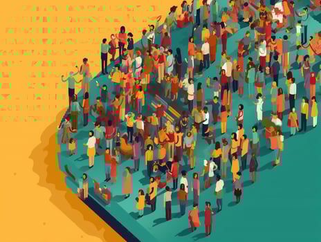 Crowd of people in the city. generatve ai photo