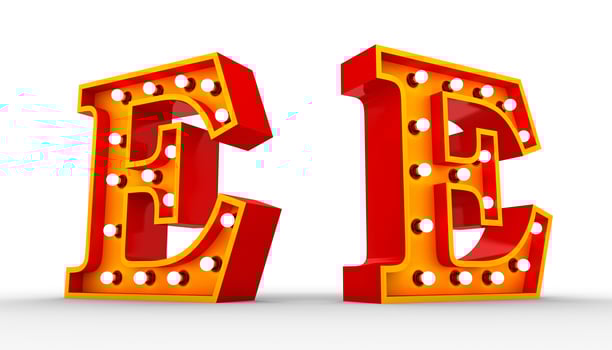 Red alphabet light bulb 3d rendering on white background photo