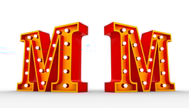 Red alphabet light bulb 3d rendering on white background photo