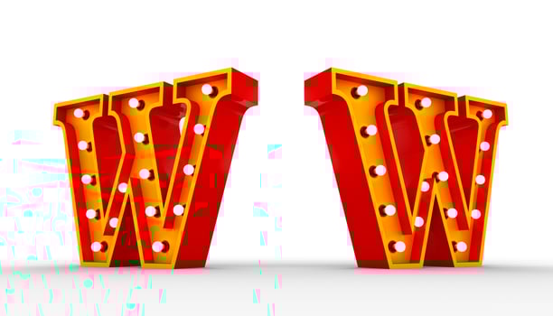 Red alphabet light bulb 3d rendering on white background photo