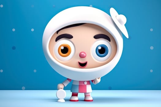 cartoon boy in a white suit on a blue background photo
