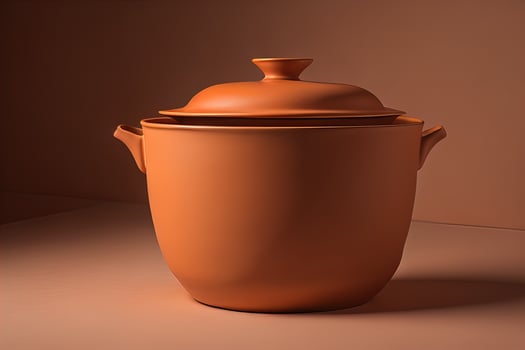 Clay pot on a brown background. photo