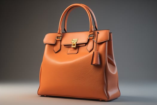 Luxury leather bag on a gray background. photo