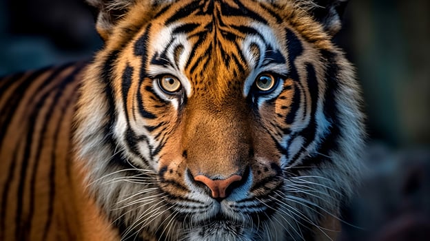 Close up view of a Malaysian tiger. Wildlife concept photo