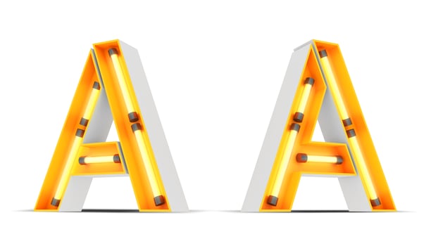 Neon Light alphabet, 3d rendering photo