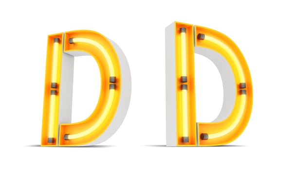 Neon Light alphabet, 3d rendering photo
