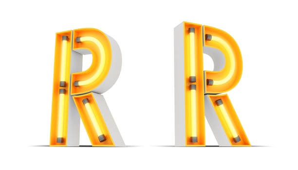 Neon Light alphabet, 3d rendering photo