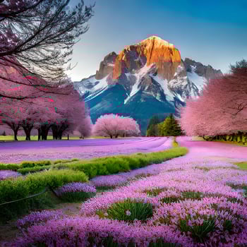 mountain in lavender farm photo