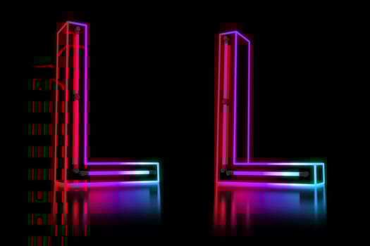 Glowing Colorful Neon Alphabet. 3d rendering illustration photo