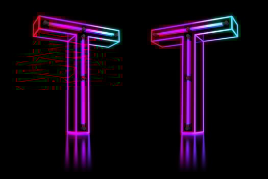 Glowing Colorful Neon Alphabet. 3d rendering illustration photo