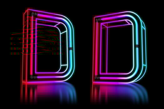 Glowing Colorful Neon Alphabet. 3d rendering illustration photo