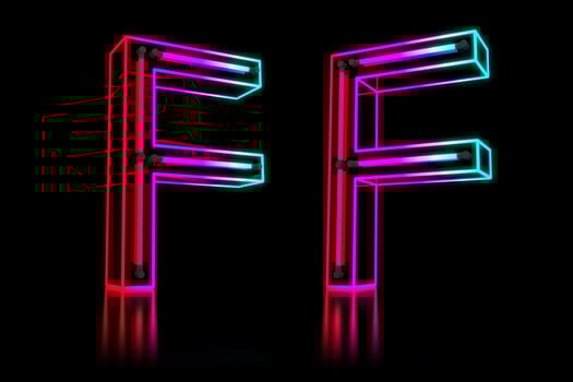 Glowing Colorful Neon Alphabet. 3d rendering illustration photo