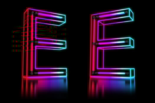 Glowing Colorful Neon Alphabet. 3d rendering illustration photo
