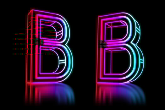 Glowing Colorful Neon Alphabet. 3d rendering illustration photo