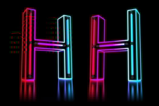 Glowing Colorful Neon Alphabet. 3d rendering illustration photo