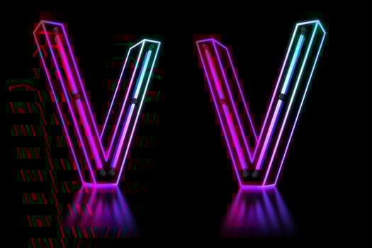 Glowing Colorful Neon Alphabet. 3d rendering illustration photo