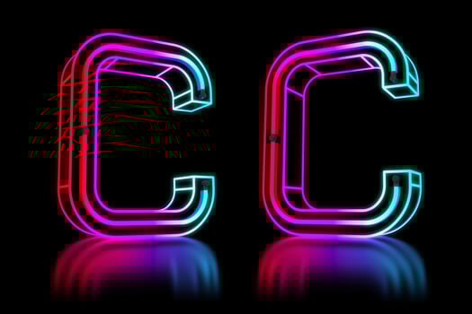 Glowing Colorful Neon Alphabet. 3d rendering illustration photo