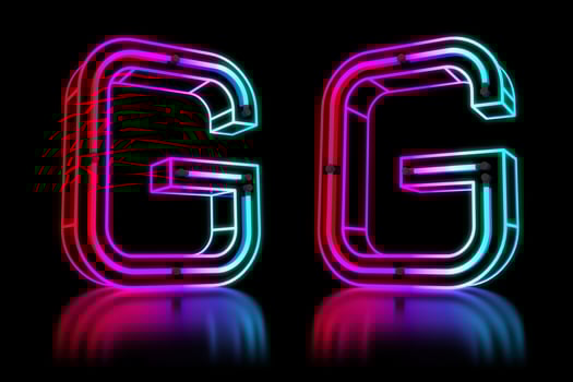 Glowing Colorful Neon Alphabet. 3d rendering illustration photo