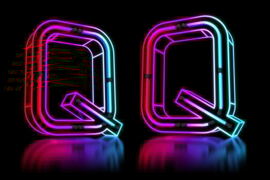 Glowing Colorful Neon Alphabet. 3d rendering illustration photo