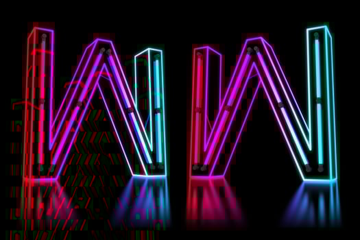Glowing Colorful Neon Alphabet. 3d rendering illustration photo