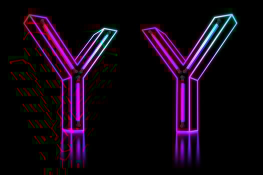 Glowing Colorful Neon Alphabet. 3d rendering illustration photo