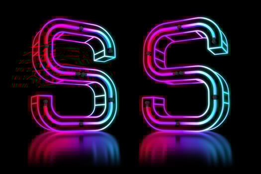 Glowing Colorful Neon Alphabet. 3d rendering illustration photo