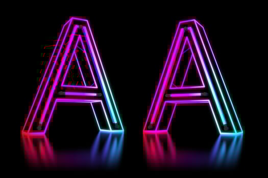 Glowing Colorful Neon Alphabet. 3d rendering illustration photo
