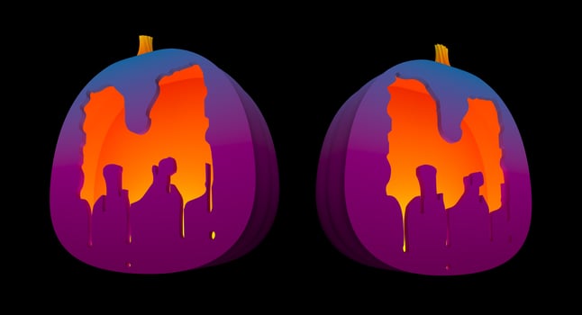 Halloween Pumpkins carved Alphabet glowing inside with clipping paths. photo