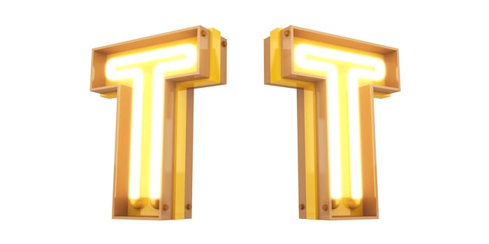 3d alphabet with neon light, 3drendering photo