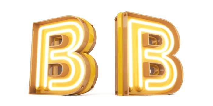 3d alphabet with neon light, 3drendering photo