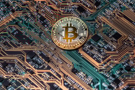 Closeup of a Bitcoin with a Unique Backdrop photo