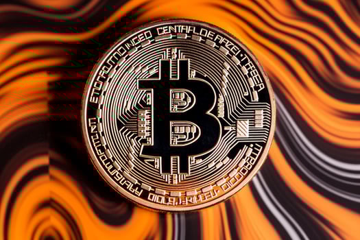 Closeup of a Bitcoin with a Unique Backdrop photo
