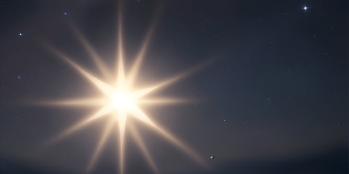 A single star receiving light from above. One standing star. Shallow depth of field. photo