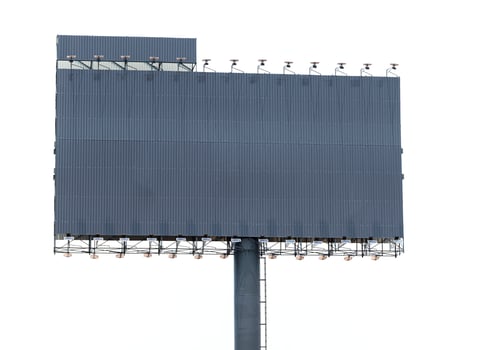 Outdoor pole empty billboard on white background photo