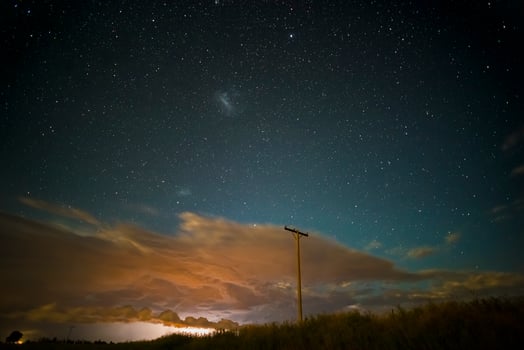 Route sign in Pampas Night Landscape, La pampa Province, Patagonia , Argentina. photo