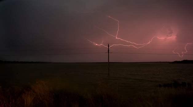 Electric storm in rural Pampas landscape, La Pampa Province, Patagonia, Argentina. photo