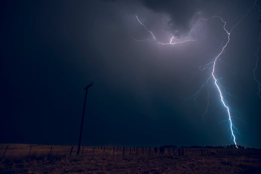 Electric storm in rural Pampas landscape, La Pampa Province, Patagonia, Argentina. photo