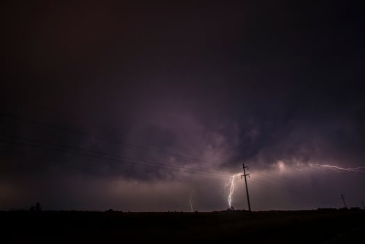 Electric storm in rural Pampas landscape, La Pampa Province, Patagonia, Argentina. photo