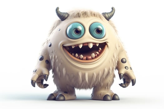 Funny cartoon monster on white background. Scary creature. Cute Halloween character. . photo