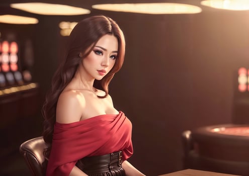 beautiful woman at luxury casino gambling, photo