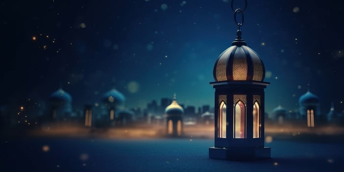 arabic lantern of ramadan celebration background illustration made with photo
