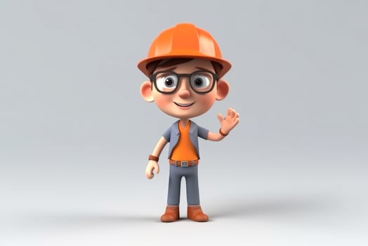 3D cartoon cute civil engineer kid. photo