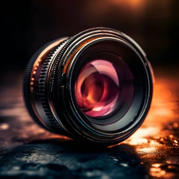 Close up of a camera lens. Shallow depth of field. photo