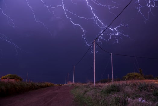 Electric Storm  in rural landscape , La Pampa Province, Patagonia, Argentina. photo